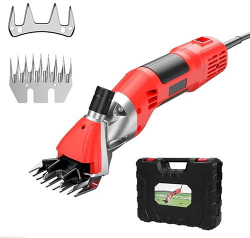 YXINHONGYUE Cisaille à Mouton Professionnelle réglable à 6 Vitesses, Tondeuse à Cheval Portable Haute Puissance 220 V avec Brosse et Lame pour Gros bétail, alpagas et bovins,13 Teeth