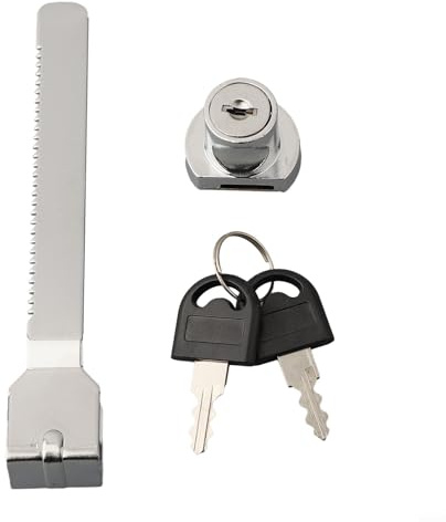 Verrou de placard coulissant en alliage de zinc pour portes en verre avec 2 clés - Convient pour vitrine et structure métallique - Taille L
