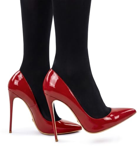 VOGEL VERE Escarpins Femme Talons Hauts Talon Aiguille Stiletto Bout Pointu | 10cm, Cuir Verni, Bout Fermé, Sexy, Classique, Élégants, Escarpins Pour Bureau, Mariage Et Soirée