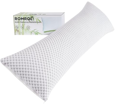 ROMROL Kühlendes Seitenschläferkissen mit Bezug 40 x 145 cm, Verstellbares Gelkissen mit Verstellbarer Füllung, Stillkissen mit Memory Foam, Orthopädisches Kissen Pregnancy Pillow Body Pillow