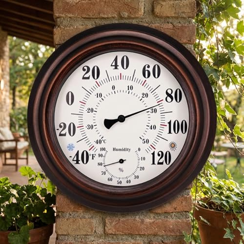 Utomhustermometrar, vintage väggtermometer och hygrometer, 8 tums trädgårdstermometer för tillförlitlig avläsning av temperatur och fuktighet, utomhustermometrar