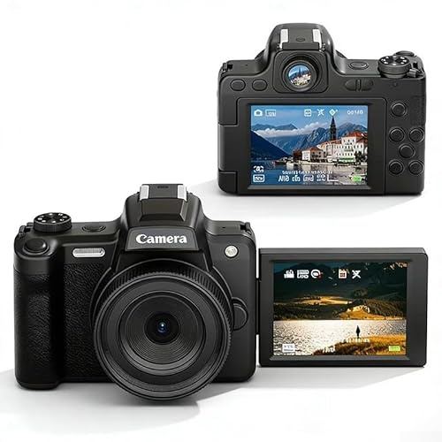 AugustknowU Fotocamera digitale da 68MP con schermo flip e mirino per modalità ritratto e funzionalità di miglioramento di bellezza