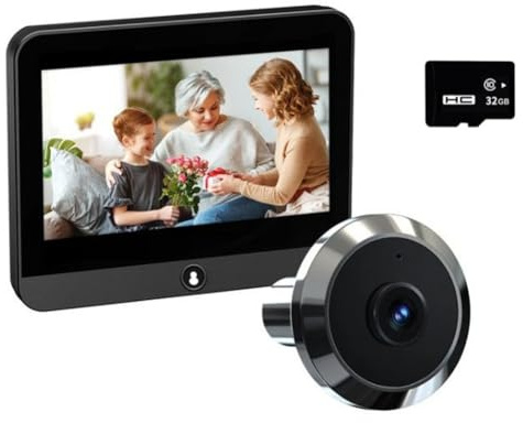 Ounfhtrttk Tuya Wifi 4.3 Pollici 2MP Campanello Digitale Occhio Elettronico Spioncino con Rilevamento di Movimento PIR e Telecamera con Scheda da 32G