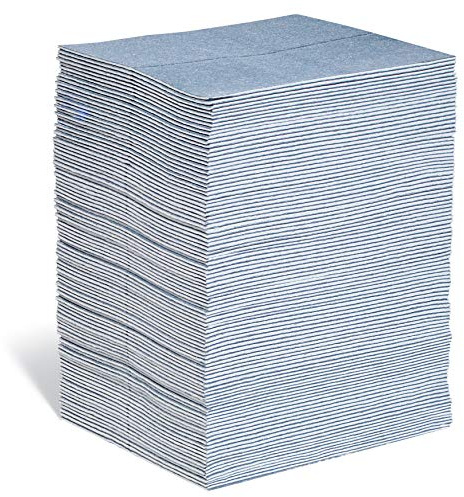 PIG Super Absorbent Mat Pads | 100 Oil Spill Mats | 15 x 19 Perforated Pads | Each Pad Absorbs 43 oz | Total Absorbency is 34 Gallons | Heavyweight | PM50242