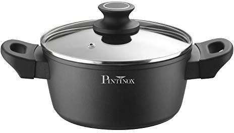 Pintinox Casseruola Fonda con coperchio in Alluminio Forgiato Energy, Adatto l'Induzione, Interno Antiaderente, Manico Soft Touch Diametro 20 cm