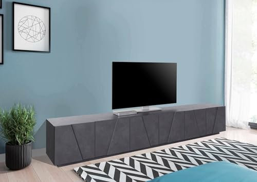 Dmora - Mobile Porta TV Lucas, Credenza Bassa da Soggiorno, Base Porta Televisione, 100% Made in Italy, cm 244x44h46, Ardesia