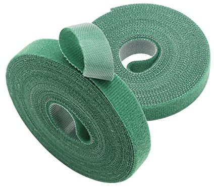 YEJAHY Lot de 2 Attaches de Jardin pour Plantes, Rouleaux de Ruban réutilisable en Nylon pour Plantes grimpantes - 10 mm x 10 m - Vert