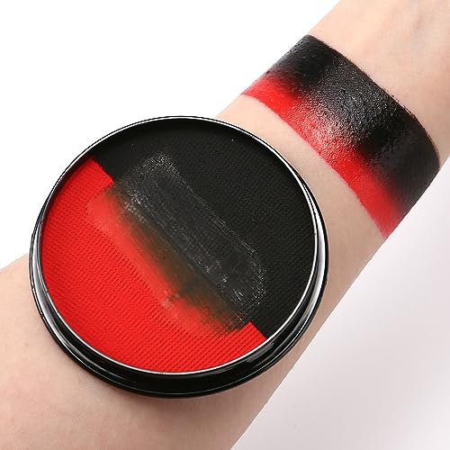 KARLOR 2-IN-1 Gesichtsfarbe 30g Aqua Körperfarbe Facepainting Body Paint Theaterschminke wasserlöslich Gesichtsmalerei Halloween Karneval Fasching Vampir Cosplay(schwarz & rot)