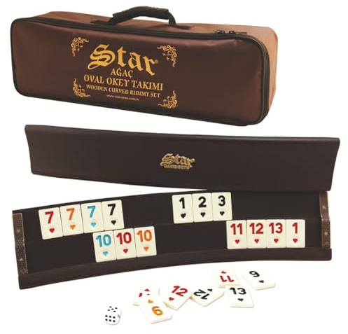 Star-Premium - Juego de roma ovalado, hecho a mano, de madera de haya maciza, con peones de melamina y bolsa de transporte sólida