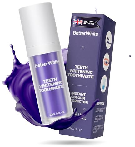 Betterwhite Purple Teeth Whitening Toothpaste for Yellow Teeth | Colour Corrector with Stain Removal | Enamel Safe, Gentle Daily Use, Brightening Purple Toothpaste for a Natural White Smile - 30ml