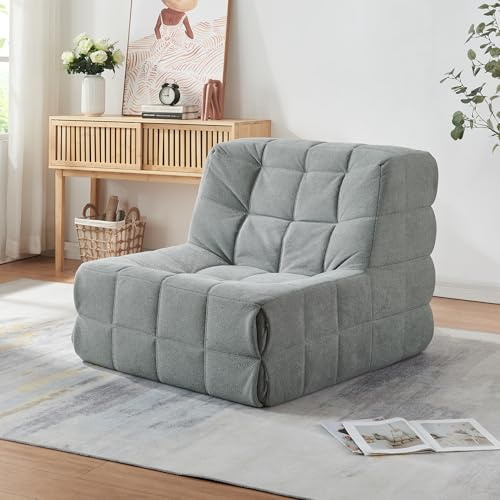 [en.casa] Bodensessel Koskyvn Bodenstuhl mit Rückenlehne Lesesessel gepolstert Bodensofa 75 x 90 x 100 cm Relaxsessel Textil Grau