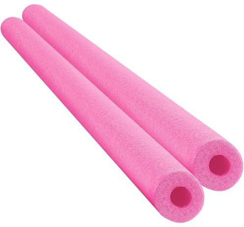 Chochkees Pink Floating Pool Noodles Foam Tube 2-Pack, Thick Hollow Noodles for Floating in The Swimming Pool, 52 Inches Long (Pink)