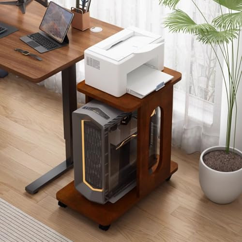 Generico Supporto per Stampante Mobile a 2 Livelli con ripiano portaoggetti, Tavolo per Stampante sotto la scrivania, Carrello per Stampante e tavolino Laterale, Supporti Regolabili per Computer, Com