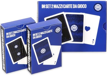 Inter - Set 2 Mazzi Carte da Gioco, Gadget Ufficiale, Blu Royal