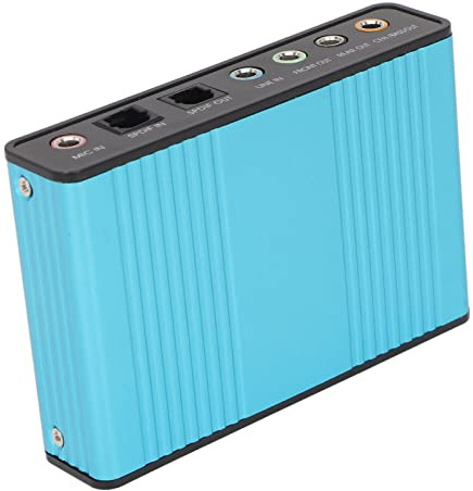aqxreight USB-Ljudkort 6-kanals 48kHz Samplingsfrekvens Analog Uppspelning Inspelning Externt Ljudkort för PC Bärbar Dator Enkel USB Ditt och -ljudkortExternt Ljudkort5 LjudkortUSB (Blå)