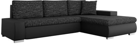 Mirjan24 Elegante Sofa Orkan Mini mit Schlaffunktion und Bettfunktion, Eckcouch Ecksofa mit Bettkasten, Couch L-Sofa Große, Ottomane Universal (Soft 011 + Lawa 06)