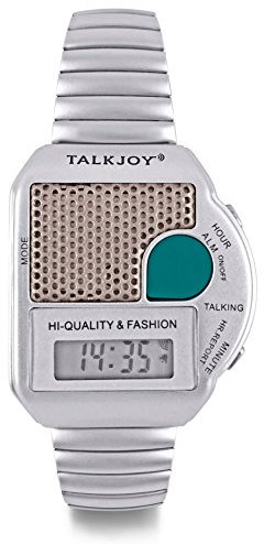 TalkJoy Profi Metallzugarmband Sprechende Armbanduhr Blindenuhr Wecker Sprachausgabe Zeitansage Sehbehinderte Knopfdruck