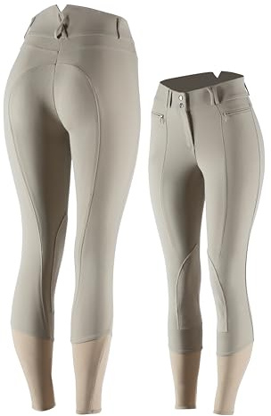 HORZE Angelina Womens Knee Patch Breeches - Tan - 26
