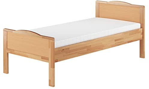 Erst-Holz®Seniorenbett extra hoch Einzelbett 90x200 Massivholzbett Buche Natur Rollrost Matratze 60.70-09FLM