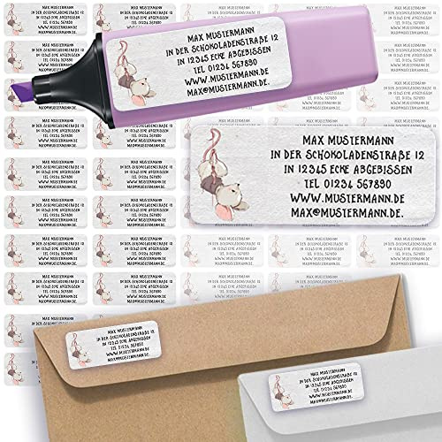 Adressaufkleber Maus Mouse Absenderetiketten personalisiert 45 Stück | Etiketten mit Wunschadresse Namensaufkleber Schule Adresslabel Ordner Büro Alltag klar bedruckt selbstklebend