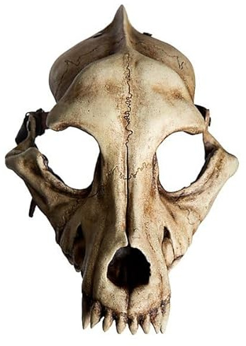 Andracor - Handgefertigte & handbemalte Kunstharz-Tiermaske - Wolfsschädel - individuell einsetzbar für LARP, Mittelalter, Fantasy & Cosplay
