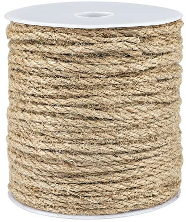 G2PLUS 45M Cuerda de Yute Gruesa Cuerda cáñamo 4 mm,Cuerda Decorativa Natural de Cordel Yute para Embalaje,Decoración,Jardinería