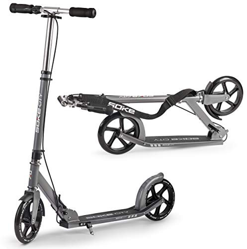 SOKE Cityroller Scooter Roller Tretroller Kickroller Kickscooter City (Grau)