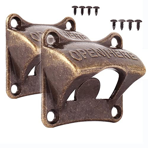 Eterspr 2 Stück Wandmontage Bieröffner, Vintage Flaschenöffner Wandmontage, Wand Bieröffner mit Montierte Schrauben, für Bars, Restaurants, Cafés, Küchen