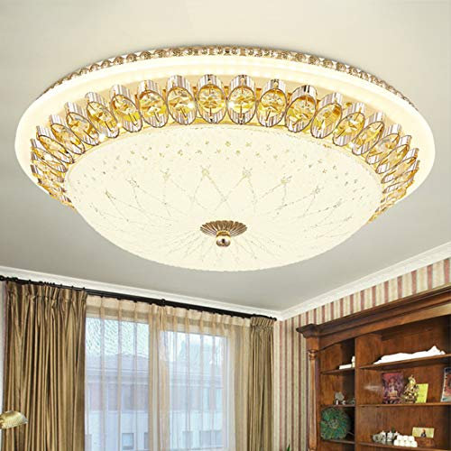 Vintage Deckenleuchte Kristall LED Dimmbar Drei-Farben-Licht Modern Runde Design Deckenlampe Retro für Wohnzimmer Schlafzimmer Büro Esszimmer Küchen Treppen Arbeitszimmer Rustikal Glas Lampe, Ø50cm