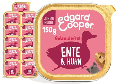 Edgard & Cooper Nassfutter für Welpen, (Ente & Huhn, 150g x 11), Getreidefrei, natürliche Zutaten und frisches Fleisch, voller essentieller Aminosäuren
