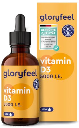 Vitamin D3 5000 I.E. pro Tropfen, Hochdosiert - 50ml (flüssig) in MCT-Öl aus Kokos - Vitamin D3 Tropfen hoch bioverfügbar und stabil - Laborgeprüft, ohne Zusätze in Deutschland hergestellt