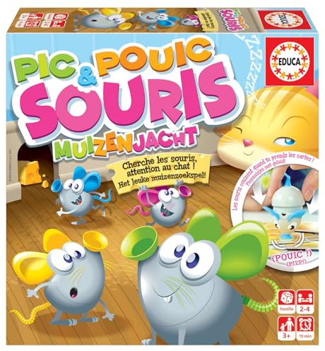 Educa - Jeu de Cartes Pic et Pouic Souris | Jeu de Société pour Enfants et la Famille | Les Jeux ca aident à Partager et à Créer des Compétences À partir de 3 Ans (19058)