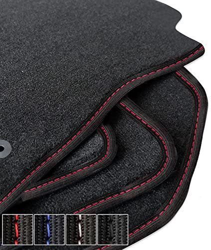 moto-MOLTICO Premium Auto Velours Autoteppiche Schwarz Automatten passend für Ford Kuga II 2012-2019 - Rote