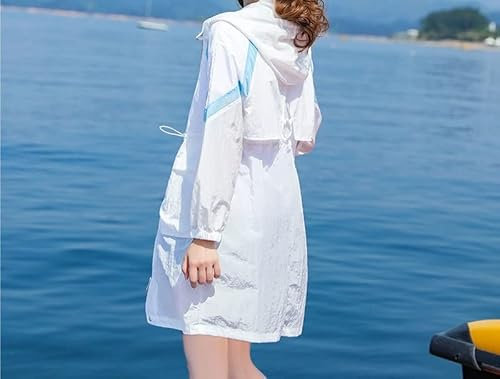 Cappotto Estivo Abbigliamento Estivo Donne Sottile Cappotto di Grandi Dimensioni Trench di Moda a metà Lunghezza Cappa con Cappa con Cappa (Color : Blue, Dimensione : X-Large)