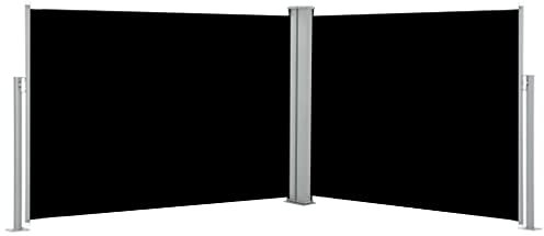MOONAIRY Ausziehbare Seitenmarkise, Sichtschutz Terrasse, Windschutz Terrasse, Terrassen-sichtschutz, Trennwand Balkon, Markise Seitenwand, Schwarz 100 x 1000 cm