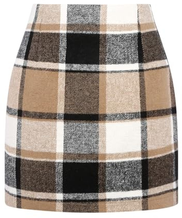 Fall Dresses for Women 2025 Winter Outfits Clothes Wool Plaid Corduroy Tartan Flannel Sweater Dress Mini Skirt (BrownBlack, M)