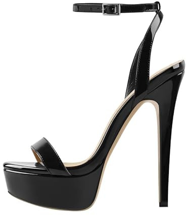 Only maker Sandalo da donna con tacco alto, tacco a spillo, Nero metallizzato., 46 EU