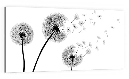 DEQORI Glasbild Echtglas | Motiv Schwarze Pusteblumen | horizontal einteilig 100x50 cm | schöne Dekoration | Wandbild für Wohnzimmer, Schlafzimmer, Flur & Küche | moderne Wanddeko