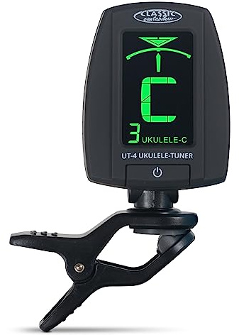 Classic Cantabile UT-4 Ukulelen Clip Tuner, Messgenauigkeit: ±0, 5 Cent | Stimmgerät für Ukulelen zum Anklemmen, Spezielle Modi für C- und D-Stimmung, Zusätzlicher chromatischer Modus, Sehr kompakt