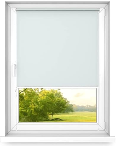 Time4blinds MINI BASIC Stick-On or Noninvasive Roller Blind for Windows - Adhesive, Easy Fit Clip-On, Dimming for Bedroom - 500x1000mm Light Gray - Left Side Operation