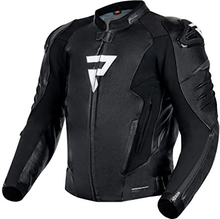 REBELHORN Veloce Motorradjacke Herren | Leder | Ellbogen und Schulterprotektoren Stufe 2 | Schulterschieber | 6 Belüftungskanäle mit Reißverschluss