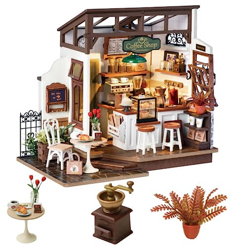 Rolife DIY Miniature House Nr. 17 Café Shop - Miniatur Haus Selber Bauen Deko für Schreibtisch oder Bücherregal Puppenhäuser Miniatur Tiny House Bausatz Geschenk DG162
