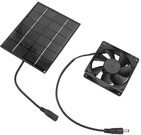 Yosoo Health Gear Yosoo Solar Abluftventilator, Solarbetrieben, Schwarz, 8 cm x 8 cm, Doppelter Metallschutz, Lüftungsventilator für Vielseitige Anwendungen