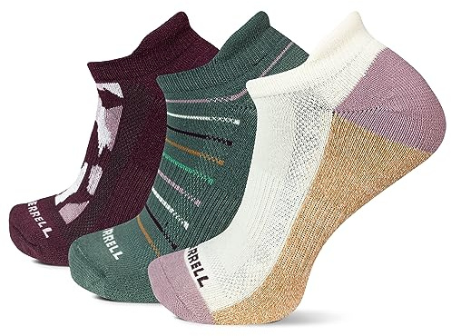 Merrell Unisex Recycled Everyday Low Cut Tab Sock 3 Pair Pack, Purple Assorted, S/M