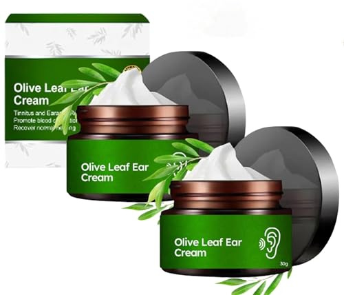 Crema para los oídos de hoja de olivo, suplemento para tinnitus, alivia eficazmente el dolor de oído y mejora la audición, crema para los oídos con masaje para el cuidado de la salud, nutre los oídos