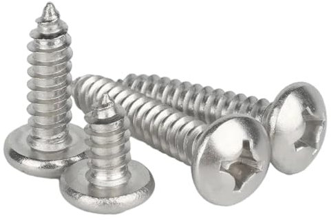 Selbstschneidende Holzschrauben mit rundem Kopf, Edelstahl, rostfrei, Zylinderkopf, Silber, M2,9 x 45 mm, 50 Stück