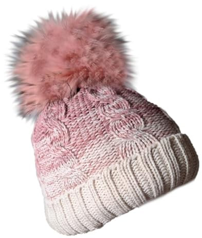 MERRYLAND Bommelmütze Echtfellbommel Pudelmütze ECHTFELL Mütze Hat Real Fur Pom Pom Beanie Fellbommel Echt Fell Strickmütze Bommel Pelzbommel