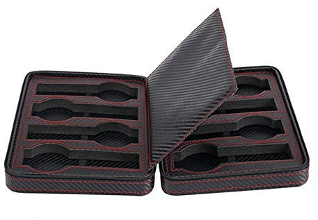 NEWNAN Uhrenbox mit 8 Fächern, tragbar, schwarze Kohlefaser-Uhrenbox, PU-Leder, Aufbewahrungstasche für Uhren mit Reißverschluss, Reise-Schmuck-Uhrenbox-Tasche, personalisierter