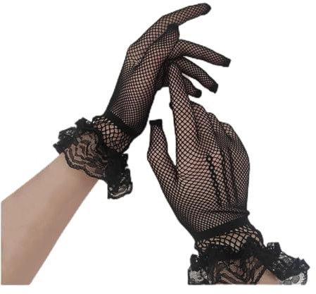 Hochzeitshandschuhe Sommer-Sonnenschutz-Handschuhe, Fischernetz-Spitze, Sonnenschutz-Handschuhe, Damen, elastisches Netz, Halbfinger, Vollfinger, Performance-Fotografie-Handschuhe (Farbe: Blau) (Dun