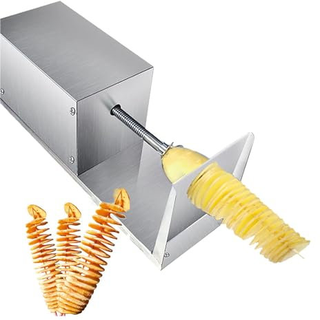 Kindevieft Trancheuse Automatique De Chips De Pomme De Terre en Acier Inoxydable, Coupe-LéGumes éLectrique en Spirale, Trancheuse De Pommes De Terre Tornade pour Le Commerce Domestique